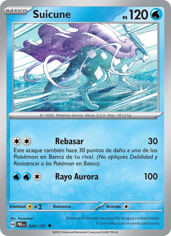 Suicune 024 — Prismatische Entwicklungen (Spanish Pokémon TCG card)