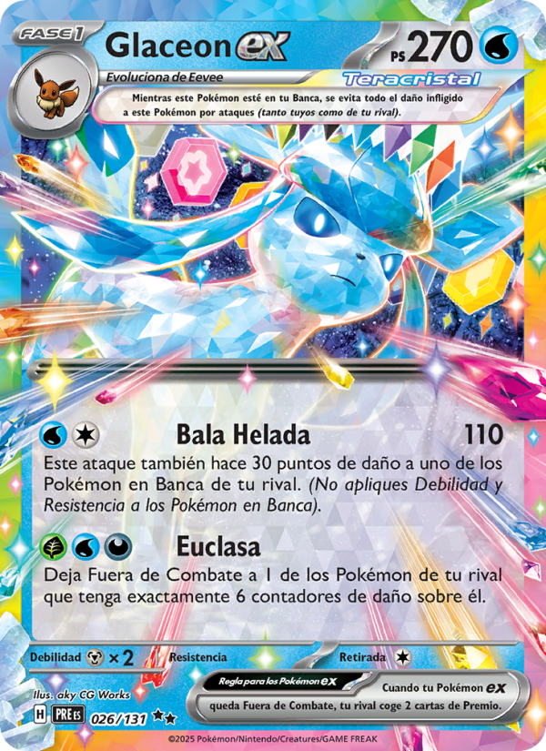 Glaceon ex 026 — Prismatische Entwicklungen (Spanish Pokémon TCG card)