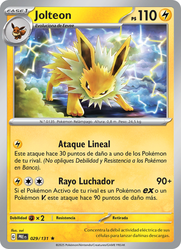 Jolteon 029 — Prismatische Entwicklungen (Spanish Pokémon TCG card)