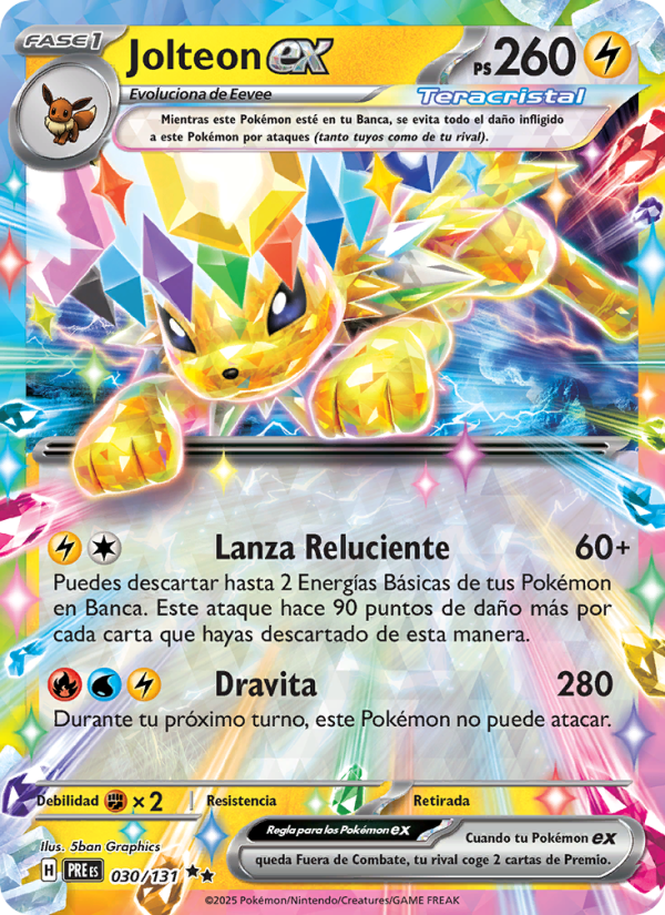 Jolteon ex 030 — Prismatische Entwicklungen (Spanish Pokémon TCG card)