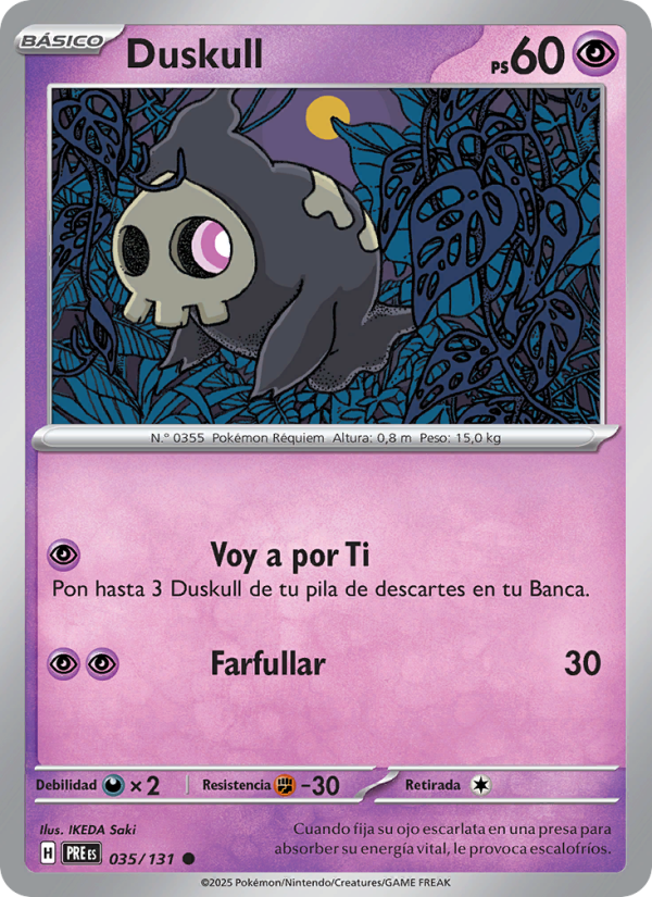 Duskull 035 — Prismatische Entwicklungen (Spanish Pokémon TCG card)