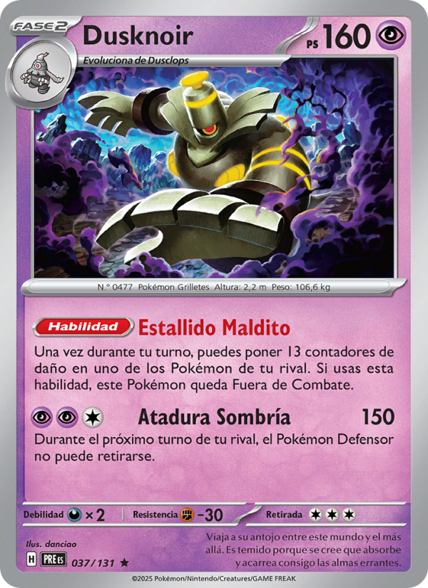 Dusknoir 037 — Prismatische Entwicklungen (Spanish Pokémon TCG card)
