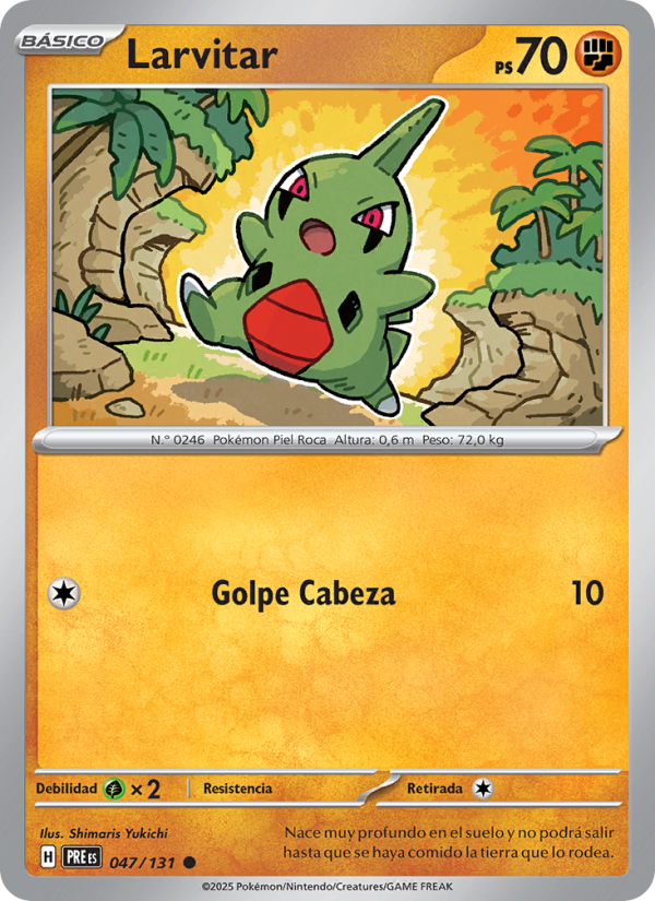Larvitar 047 — Prismatische Entwicklungen (Spanish Pokémon TCG card)