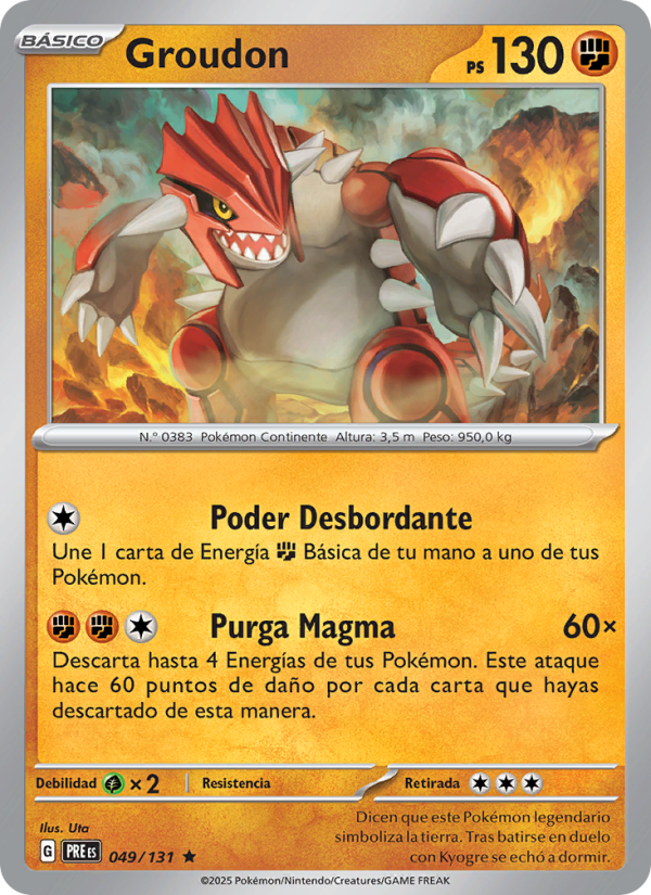 Groudon 049 — Prismatische Entwicklungen (Spanish Pokémon TCG card)
