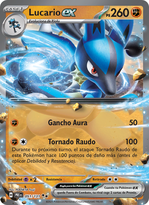 Lucario ex 051 — Prismatische Entwicklungen (Spanish Pokémon TCG card)
