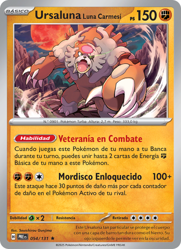 Ursaluna Luna Carmesí 054 — Prismatische Entwicklungen (Spanish Pokémon TCG card)