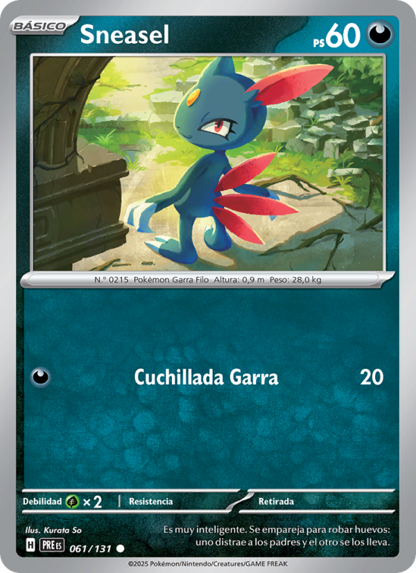 Sneasel 061 — Prismatische Entwicklungen (Spanish Pokémon TCG card)