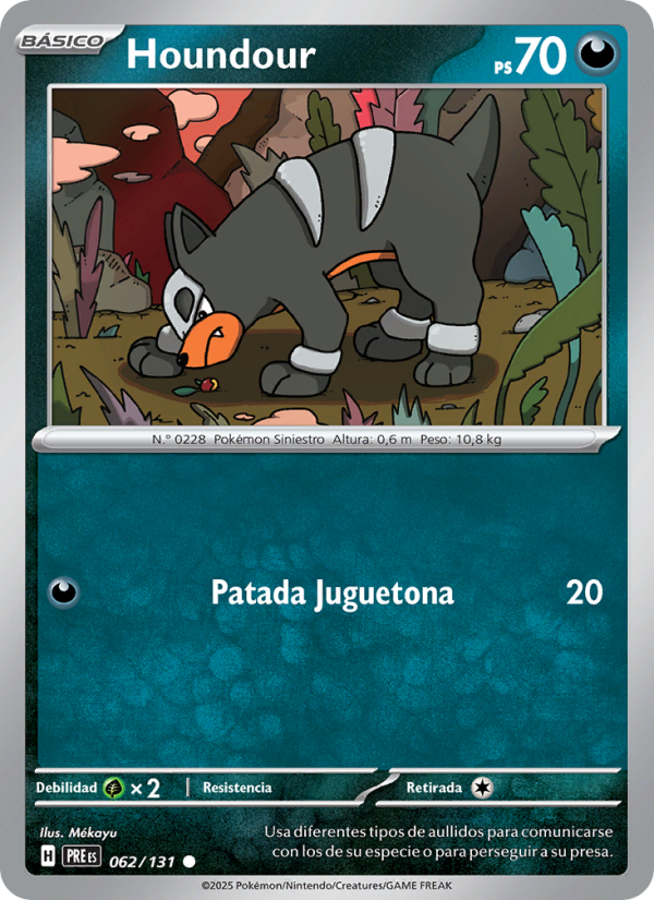 Houndour 062 — Prismatische Entwicklungen (Spanish Pokémon TCG card)