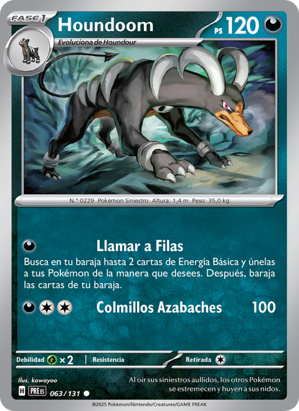 Houndoom 063 — Prismatische Entwicklungen (Spanish Pokémon TCG card)