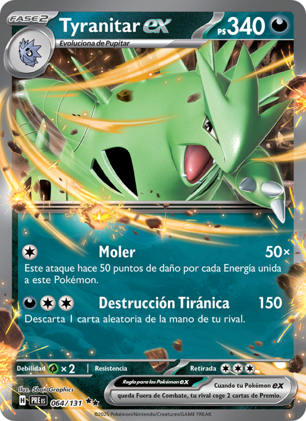 Tyranitar ex 064 — Prismatische Entwicklungen (Spanish Pokémon TCG card)