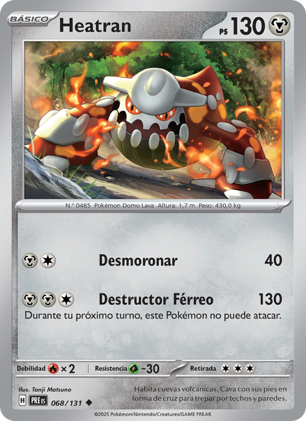 Heatran 068 — Prismatische Entwicklungen (Spanish Pokémon TCG card)