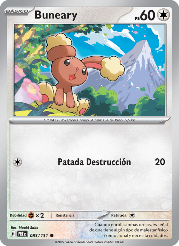 Buneary 083 — Prismatische Entwicklungen (Spanish Pokémon TCG card)