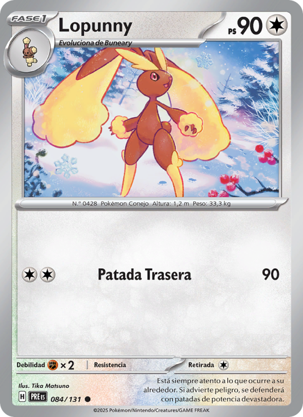 Lopunny 084 — Prismatische Entwicklungen (Spanish Pokémon TCG card)