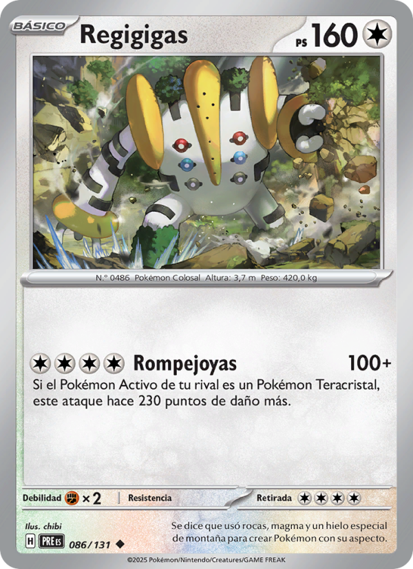 Regigigas 086 — Prismatische Entwicklungen (Spanish Pokémon TCG card)