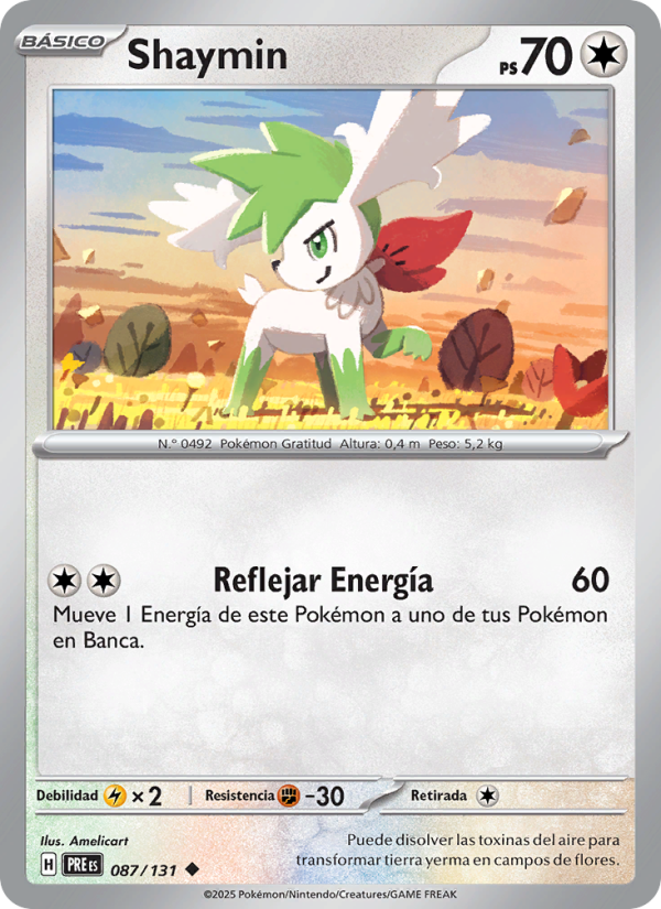 Shaymin 087 — Prismatische Entwicklungen (Spanish Pokémon TCG card)