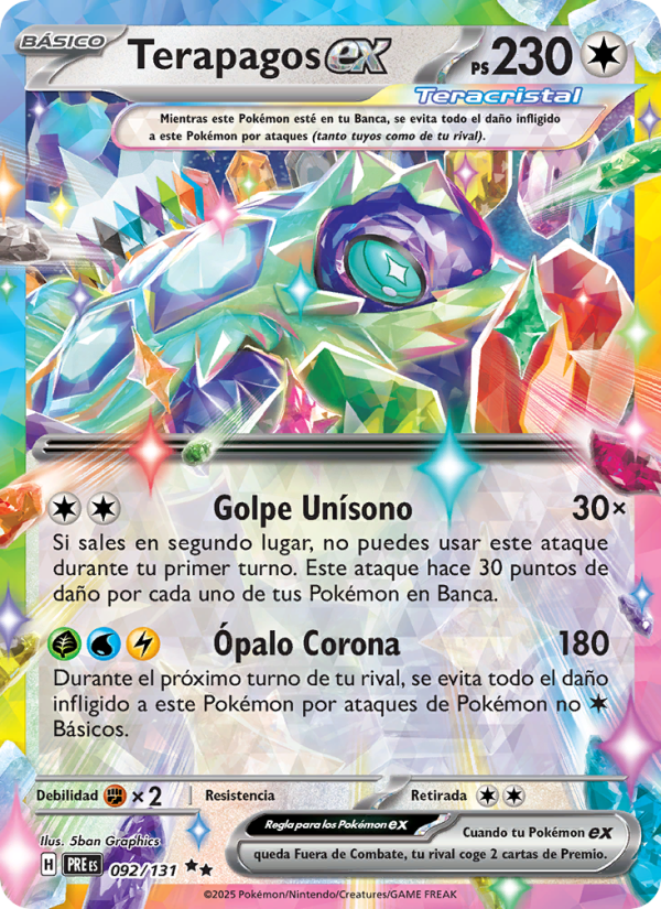 Terapagos ex 092 — Prismatische Entwicklungen (Spanish Pokémon TCG card)
