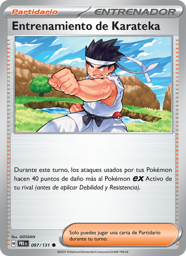 Entrenamiento de Karateka 097 — Prismatische Entwicklungen (Spanish Pokémon TCG card)