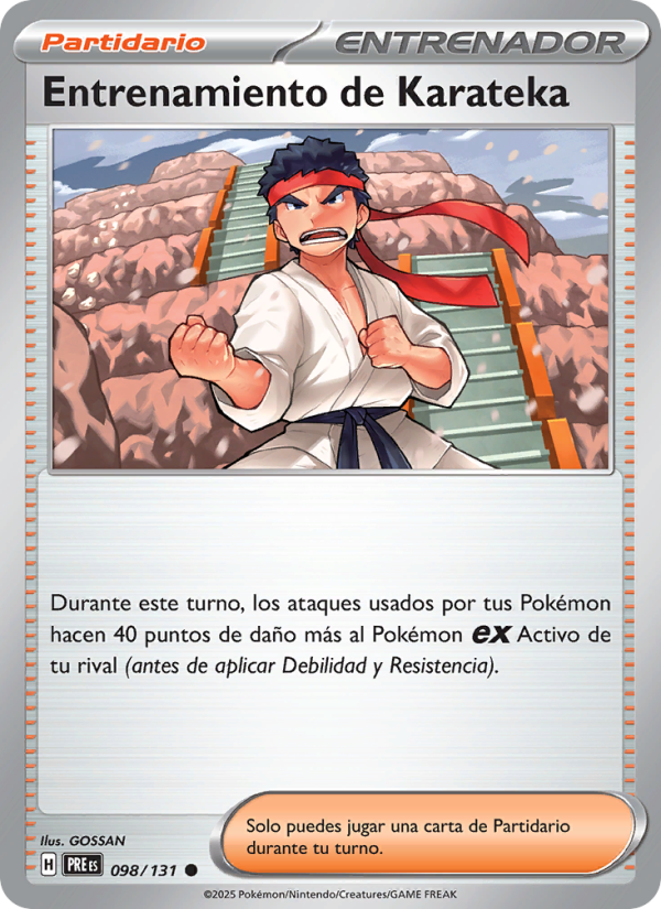 Entrenamiento de Karateka 098 — Prismatische Entwicklungen (Spanish Pokémon TCG card)