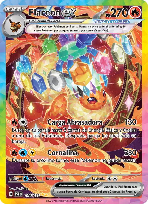 Flareon ex 146 — Prismatische Entwicklungen (Spanish Pokémon TCG card)