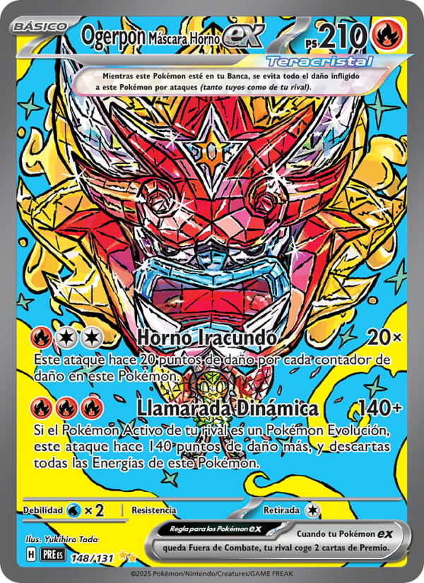 Ogerpon Máscara Horno ex 148 — Prismatische Entwicklungen (Spanish Pokémon TCG card)