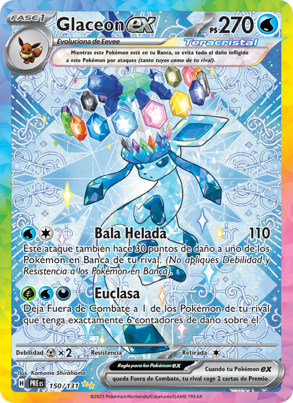 Glaceon ex 150 — Prismatische Entwicklungen (Spanish Pokémon TCG card)