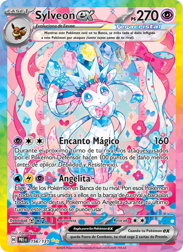 Sylveon ex 156 — Prismatische Entwicklungen (Spanish Pokémon TCG card)