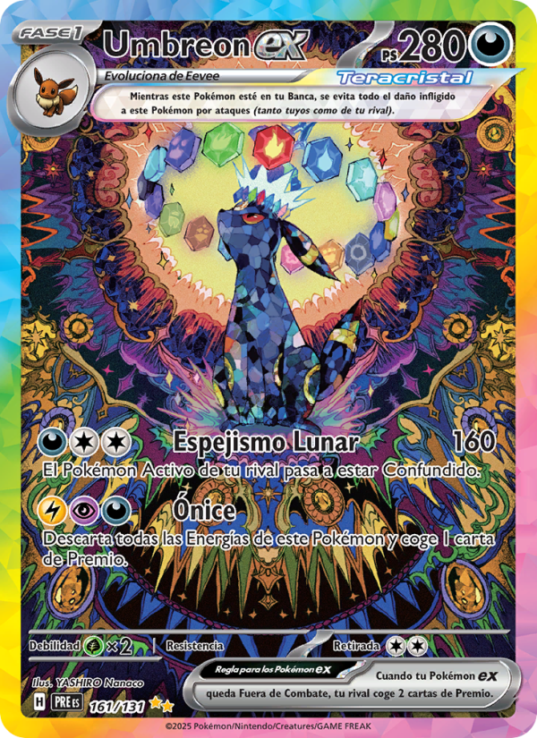 Umbreon ex 161 — Prismatische Entwicklungen (Spanish Pokémon TCG card)