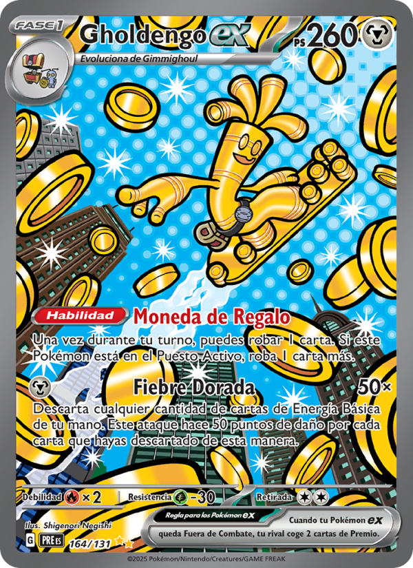 Gholdengo ex 164 — Prismatische Entwicklungen (Spanish Pokémon TCG card)