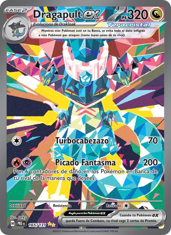 Dragapult ex 165 — Prismatische Entwicklungen (Spanish Pokémon TCG card)