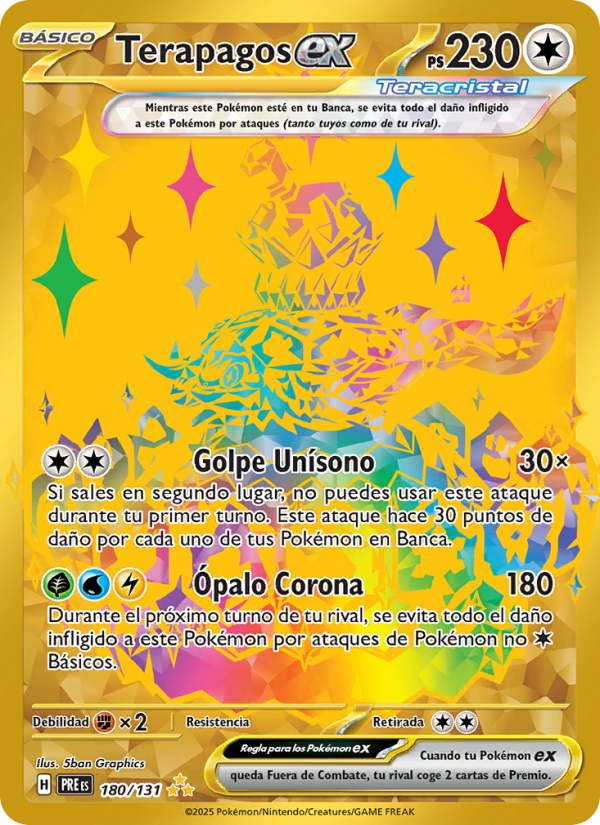 Terapagos ex 180 — Prismatische Entwicklungen (Spanish Pokémon TCG card)