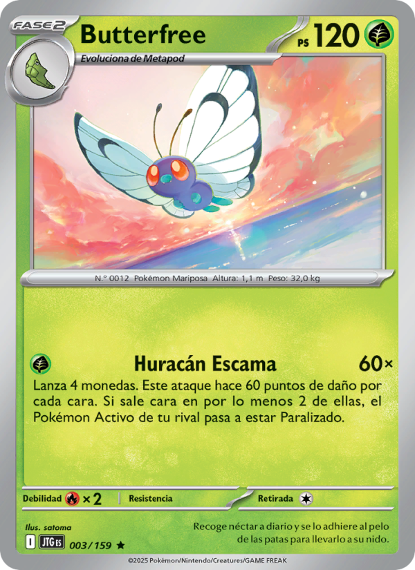 Butterfree 003 — Journey Together (Spanish Pokémon TCG card)