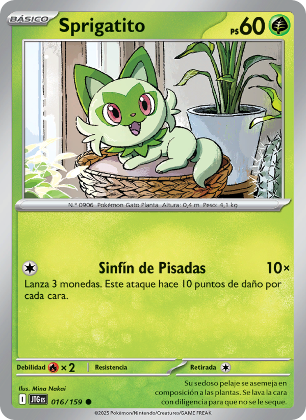 Sprigatito 016 — Journey Together (Spanish Pokémon TCG card)