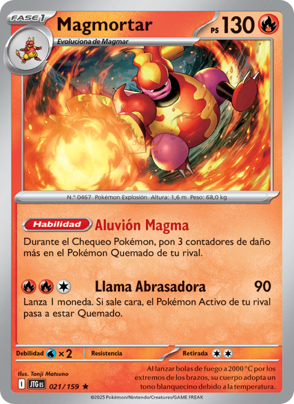 Magmortar 021 — Journey Together (Spanish Pokémon TCG card)