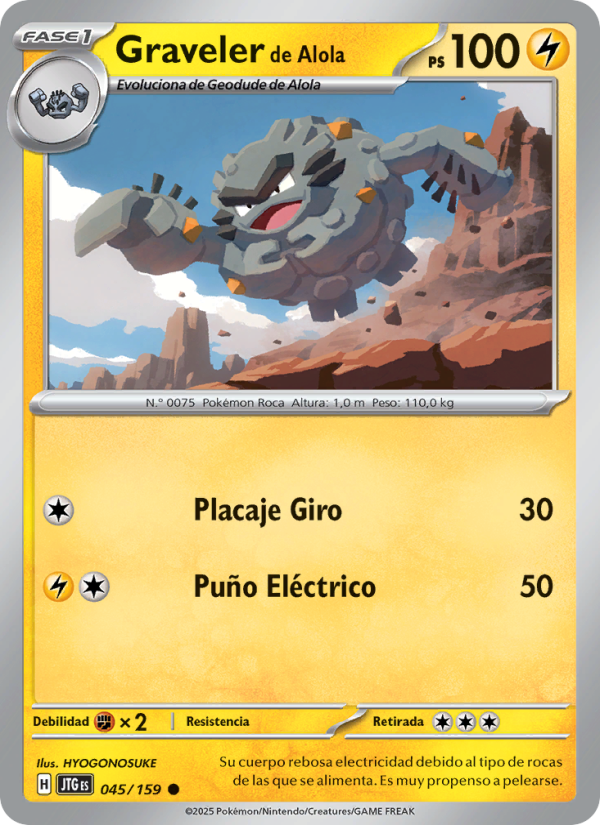 Graveler de Alola 045 — Journey Together (Spanish Pokémon TCG card)