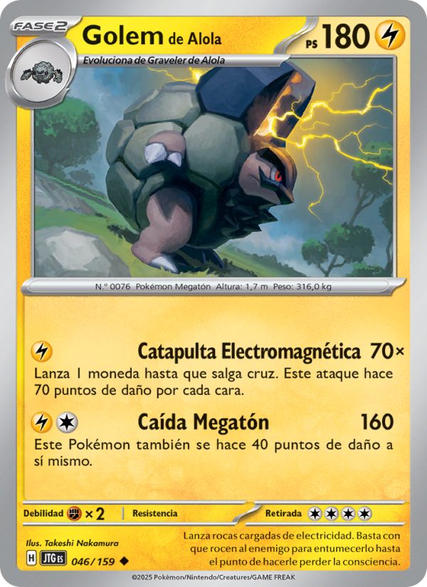 Golem de Alola 046 — Journey Together (Spanish Pokémon TCG card)