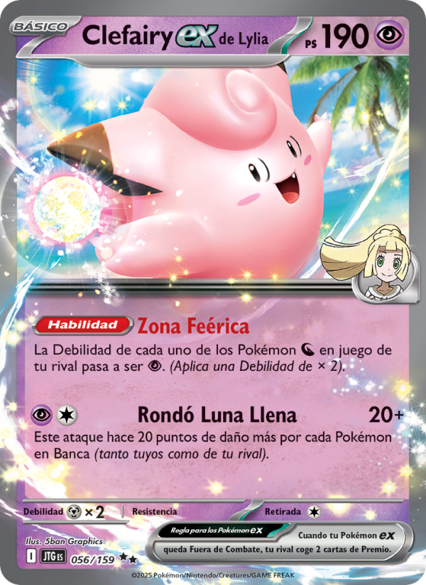 Clefairy ex de Lylia 056 — Journey Together (Spanish Pokémon TCG card)