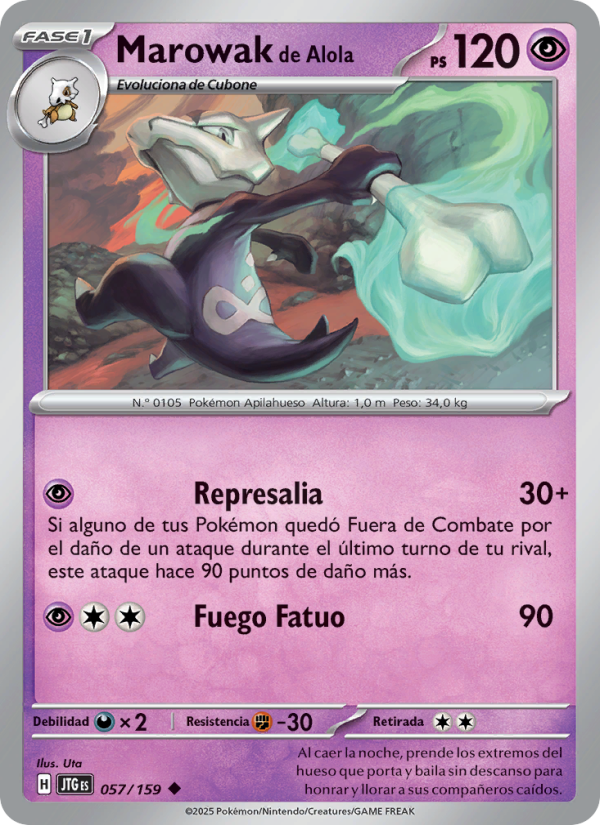 Marowak de Alola 057 — Journey Together (Spanish Pokémon TCG card)