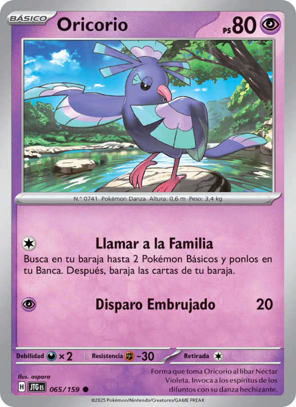 Oricorio 065 — Journey Together (Spanish Pokémon TCG card)