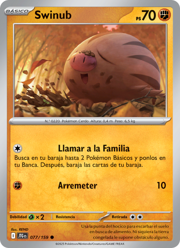 Swinub 077 — Journey Together (Spanish Pokémon TCG card)