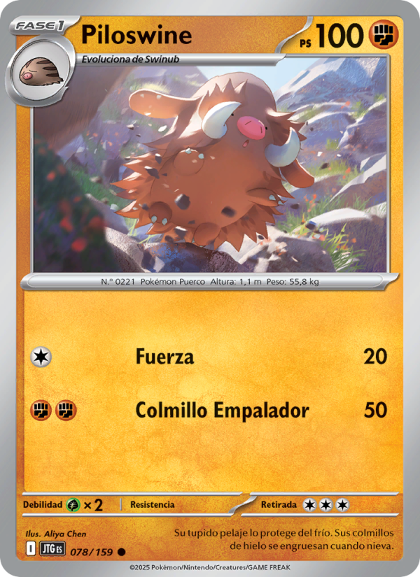 Piloswine 078 — Journey Together (Spanish Pokémon TCG card)
