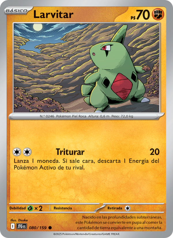 Larvitar 080 — Journey Together (Spanish Pokémon TCG card)