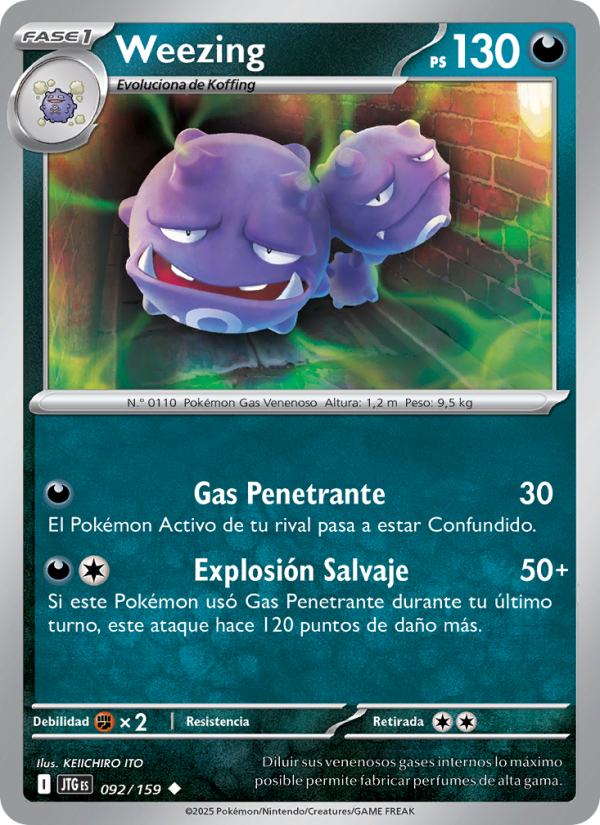Weezing 092 — Journey Together (Spanish Pokémon TCG card)