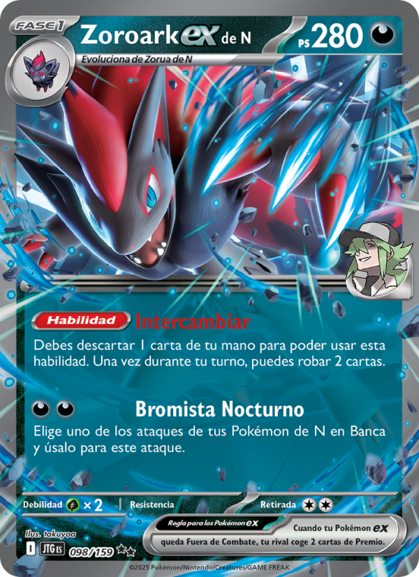 Zoroark ex de N 098 — Journey Together (Spanish Pokémon TCG card)
