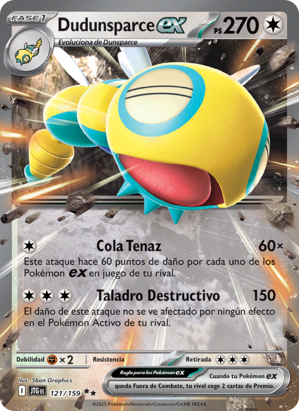 Dudunsparce ex 121 — Journey Together (Spanish Pokémon TCG card)