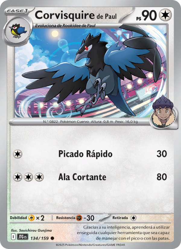 Corvisquire de Paul 134 — Journey Together (Spanish Pokémon TCG card)