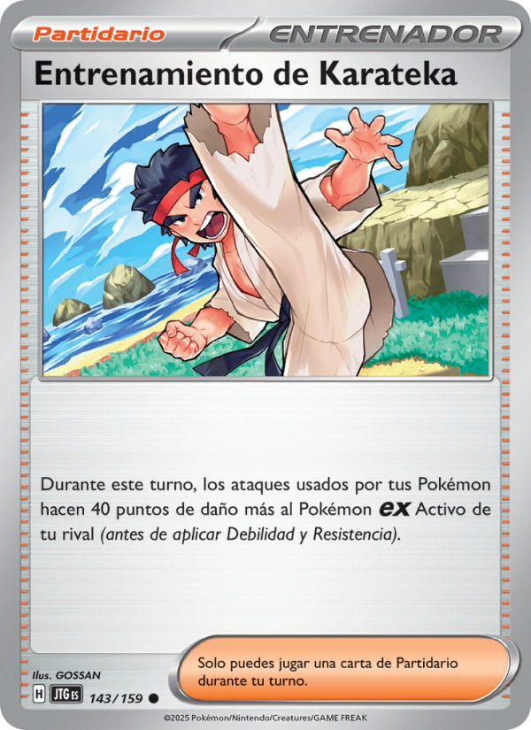 Entrenamiento de Karateka 143 — Journey Together (Spanish Pokémon TCG card)