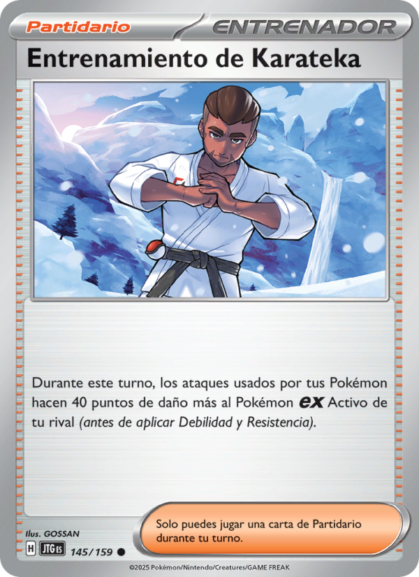 Entrenamiento de Karateka 145 — Journey Together (Spanish Pokémon TCG card)