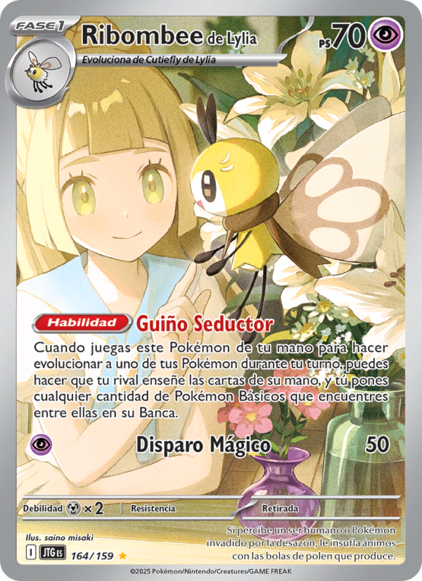 Ribombee de Lylia 164 — Journey Together (Spanish Pokémon TCG card)
