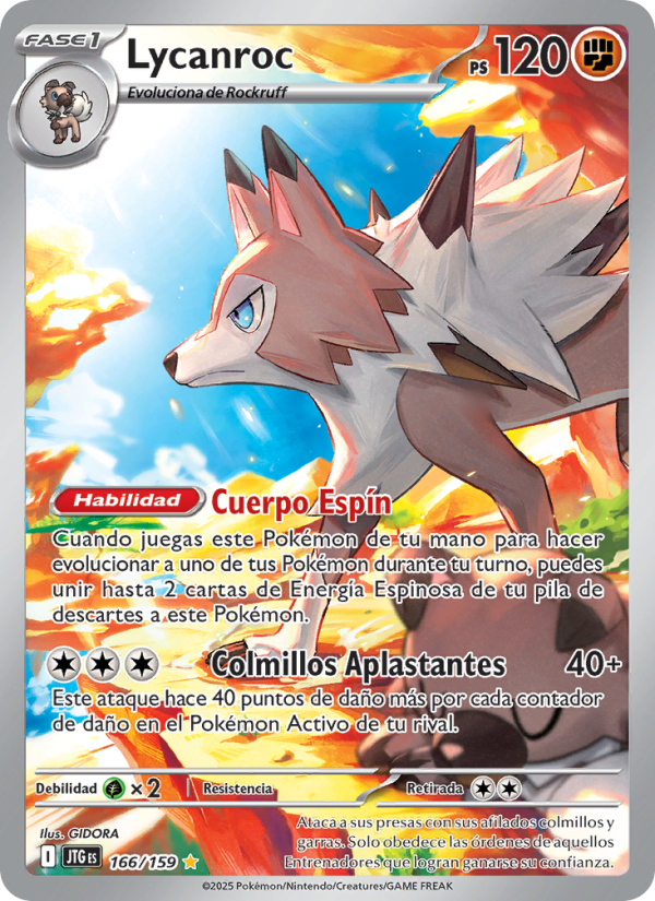 Lycanroc 166 — Journey Together (Spanish Pokémon TCG card)