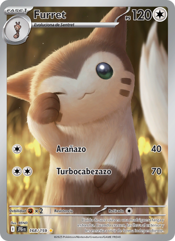Furret 168 — Journey Together (Spanish Pokémon TCG card)